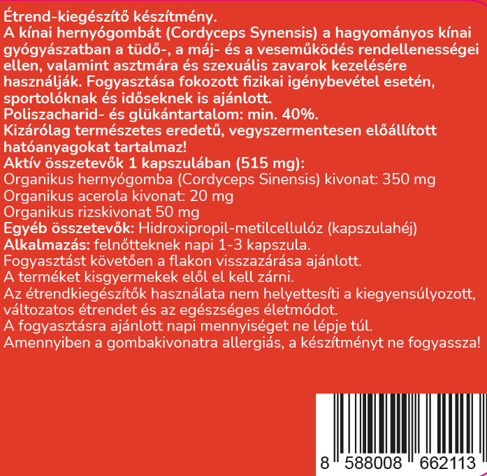 BIO Kínai hernyógomba kivonat (Cordyceps sinensis) - Image 2
