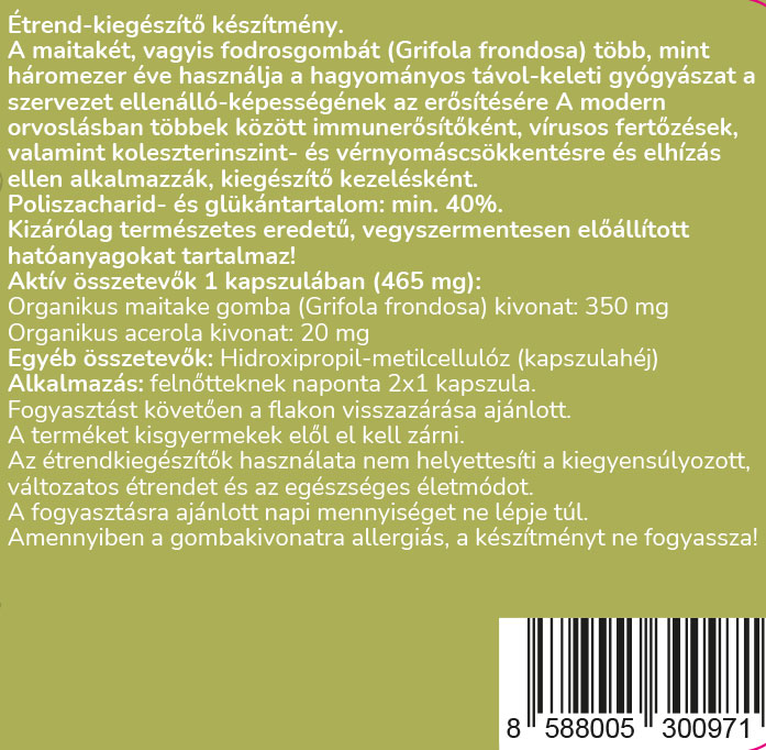 BIO Bokrosgomba kivonat (Maitake) / 90 db - Image 2