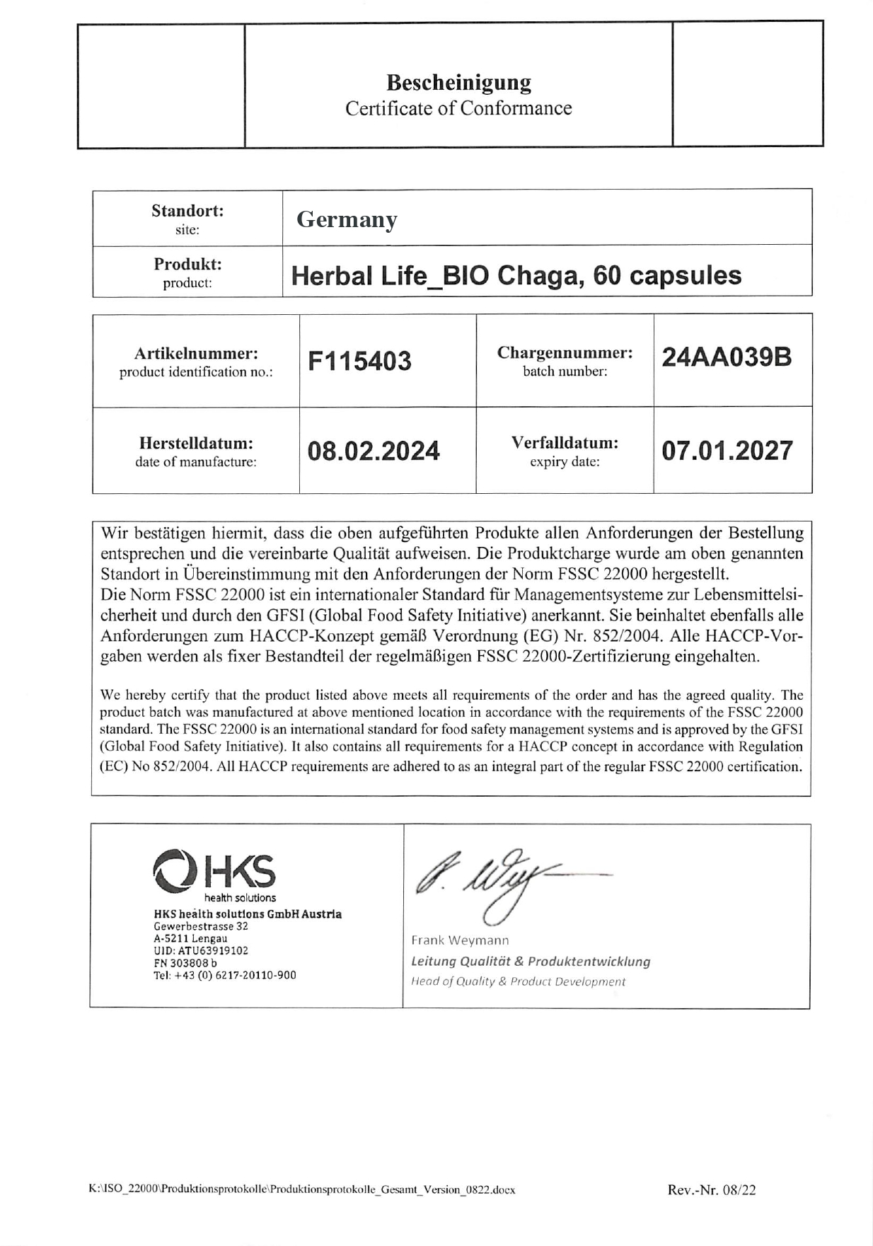 BIO Hamvaskéreg gomba (Chaga) kivonat - Image 5